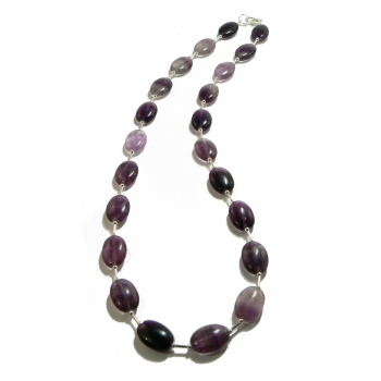 Long Purple Beaded Fluorite Necklace